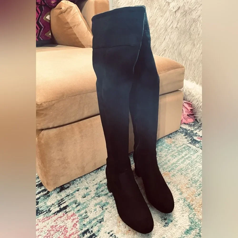 MICHAEL Michael Kors Over-Knee Suede Boots Black 8.5
